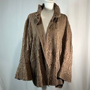 Chico's Unique Textured Brown Open Front Cardigan Jacket Women Casual Boho Chic4